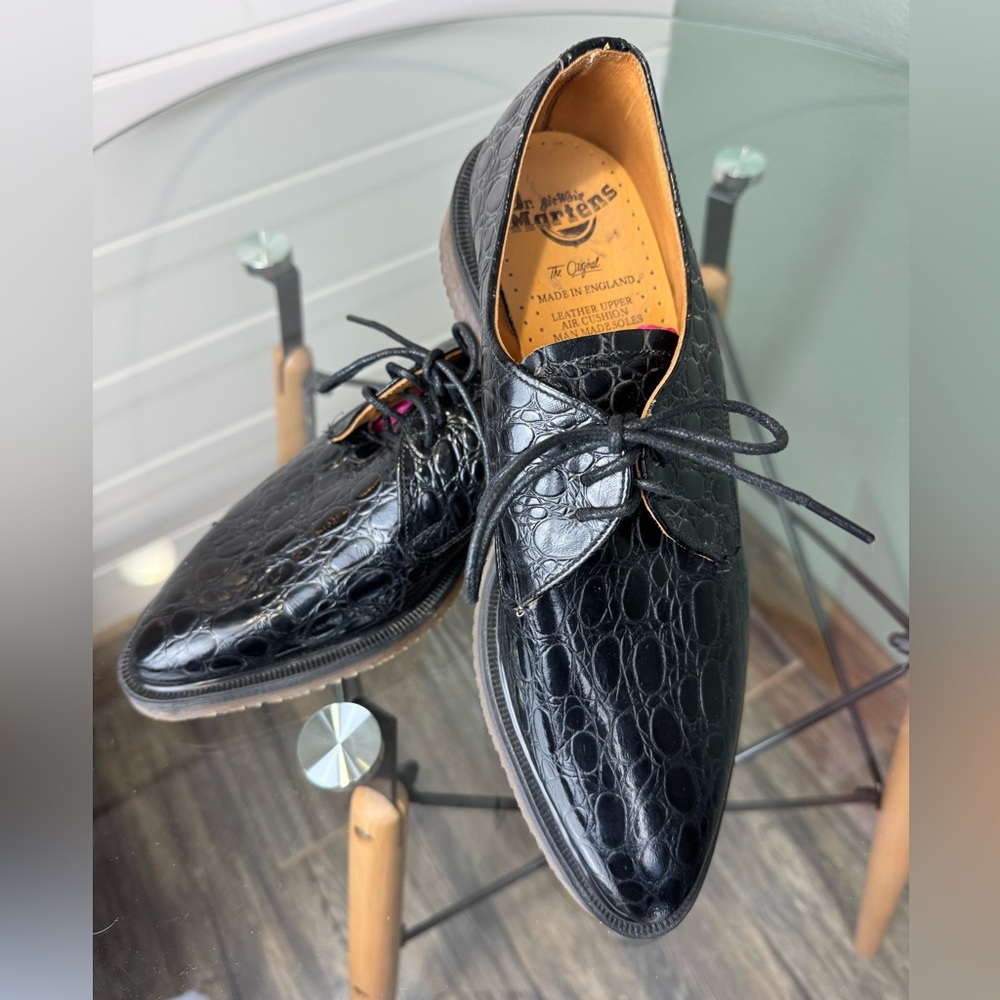 Dr. Martens Glossy Black Croc-Embossed Loafers